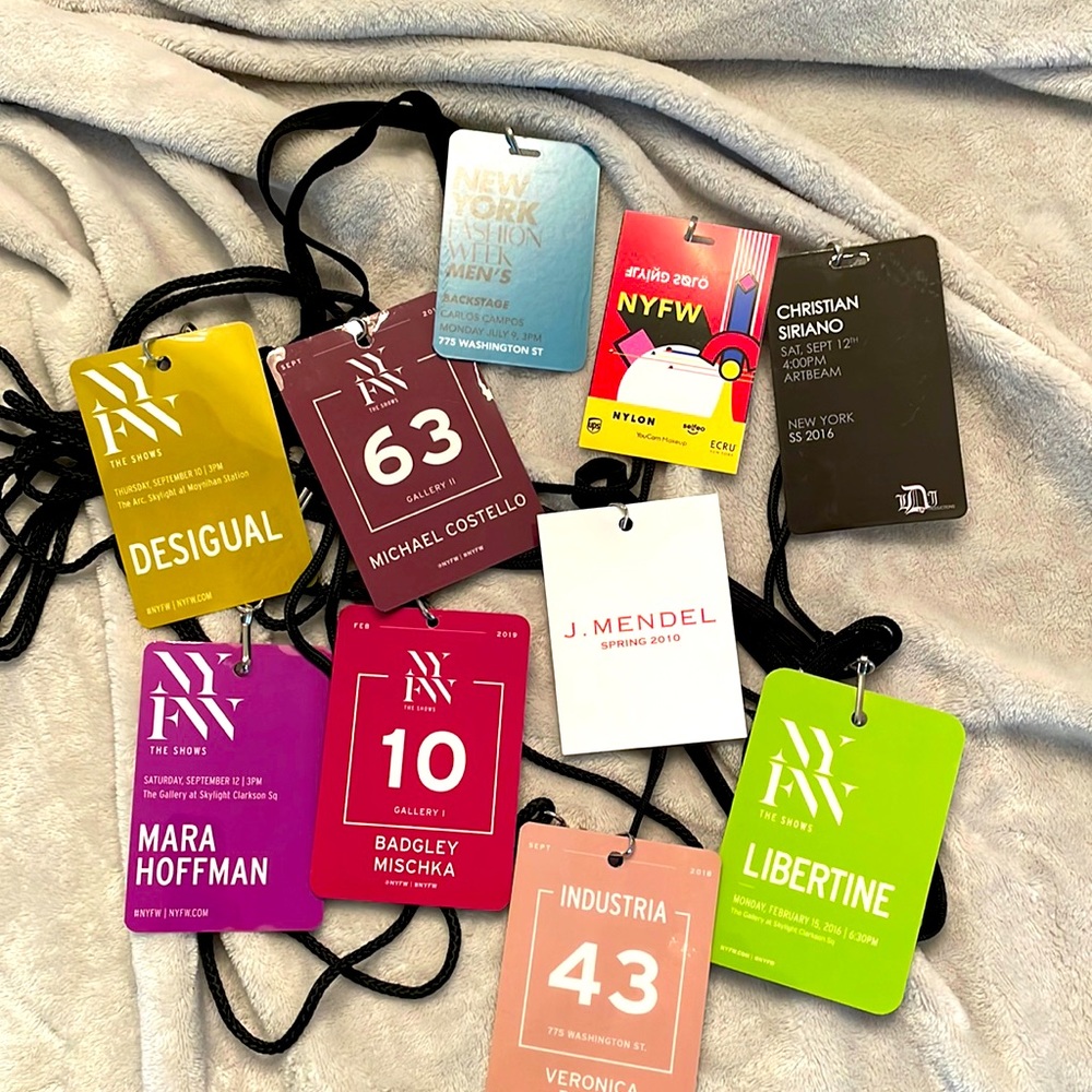 NYFW - Assorted backstage passes to some great shows! Ten in collection.